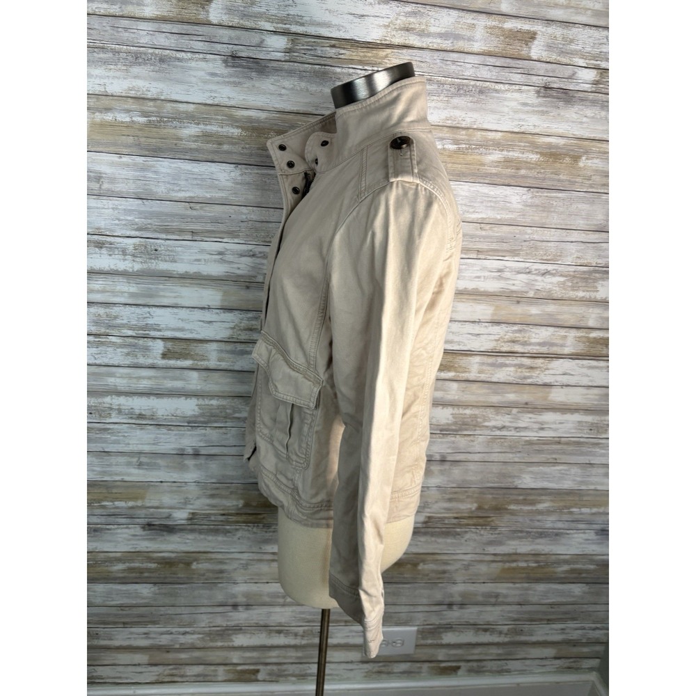 Talbots Refined Twill Utility Jacket Beige Petite M Military Safari Style Cotton - Picture 5 of 10